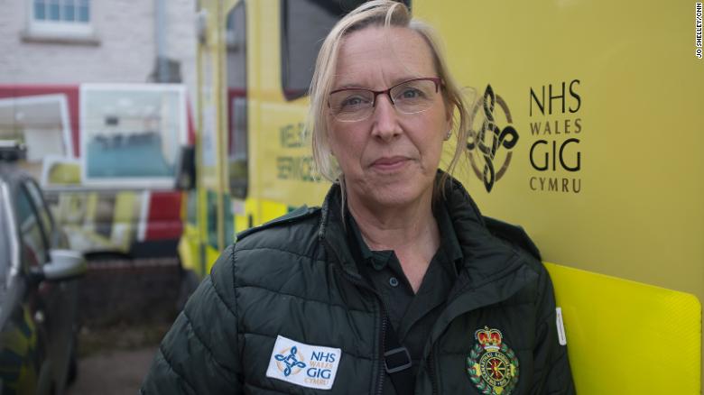 Angie Dymott, a paramedic with the Welsh Ambulance Service, was hospitalized with coronavirus last April. She recovered and has  returned to work.