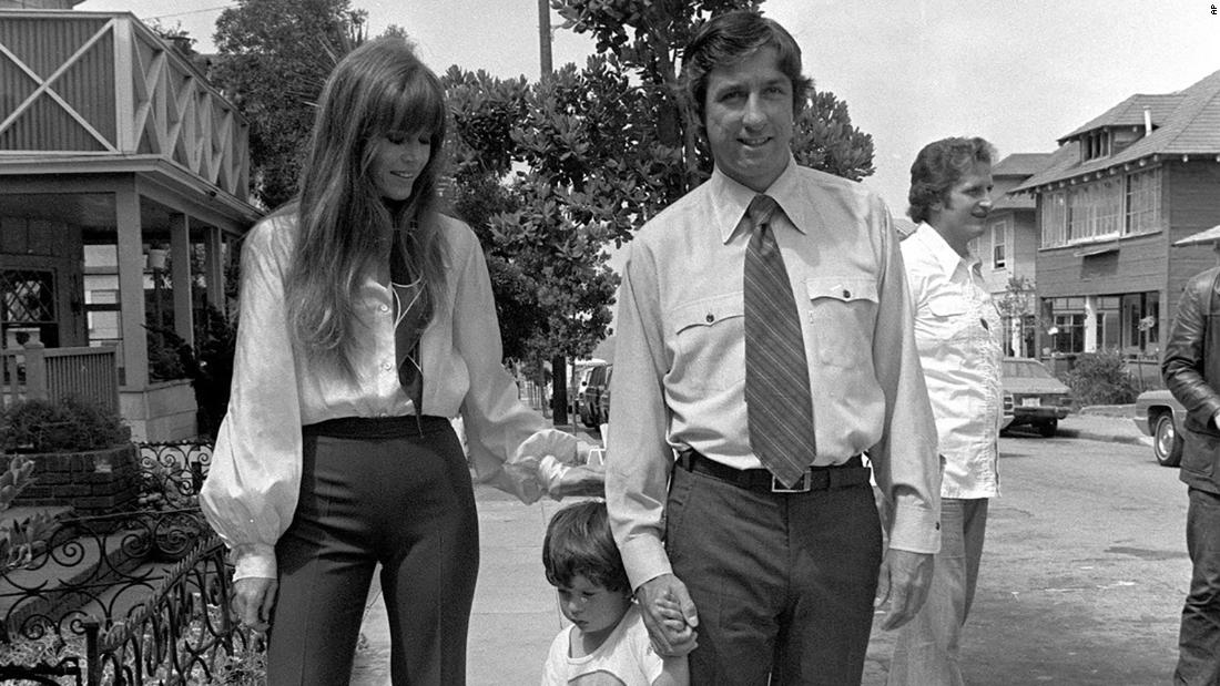 Fonda and her second husband, Tom Hayden, walk with their 2-year-old son, Troy, as they arrive to vote in Santa Monica, California, in 1976. Hayden, who was a student leader of the anti-Vietnam War movement of the 1960s, was running for the US Senate. He finished second in the Democratic primary.