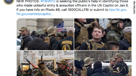 The FBI has posted several photos of men in Oath Keepers garb and asked for more information as they investigate the Capitol attack. 