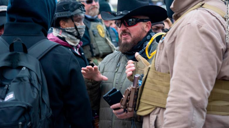 Rhodes was outside the Capitol on January 6. He said he did not enter the building. 