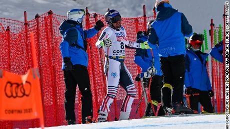 Maxence Muzaton managed to miraculously land safely after a crash at the skiing world championships. 