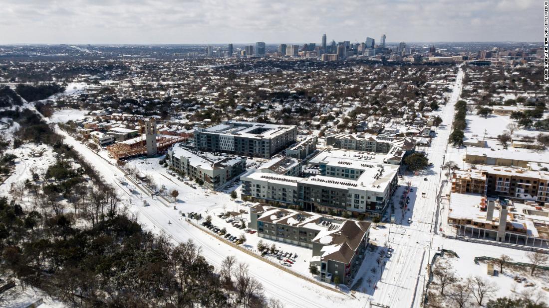 Austin, Texas, is blanketed in snow on Monday.