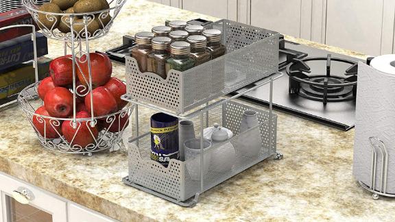 SimpleHouseware 2-Tier Sliding Cabinet Basket Organizer