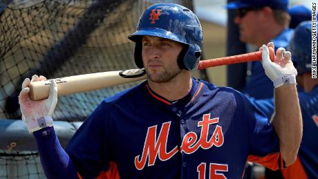 Tim Tebow at a 2016 instructional league day at Tradition Field in Port St. Lucie, Florida. 
