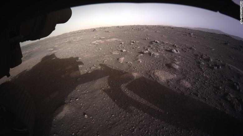 This is the first color image released from Perseverance on the Martian surface. 