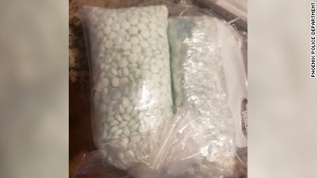 Approximately 500 pills, likely fentanyl, were inside the plush glow worm.