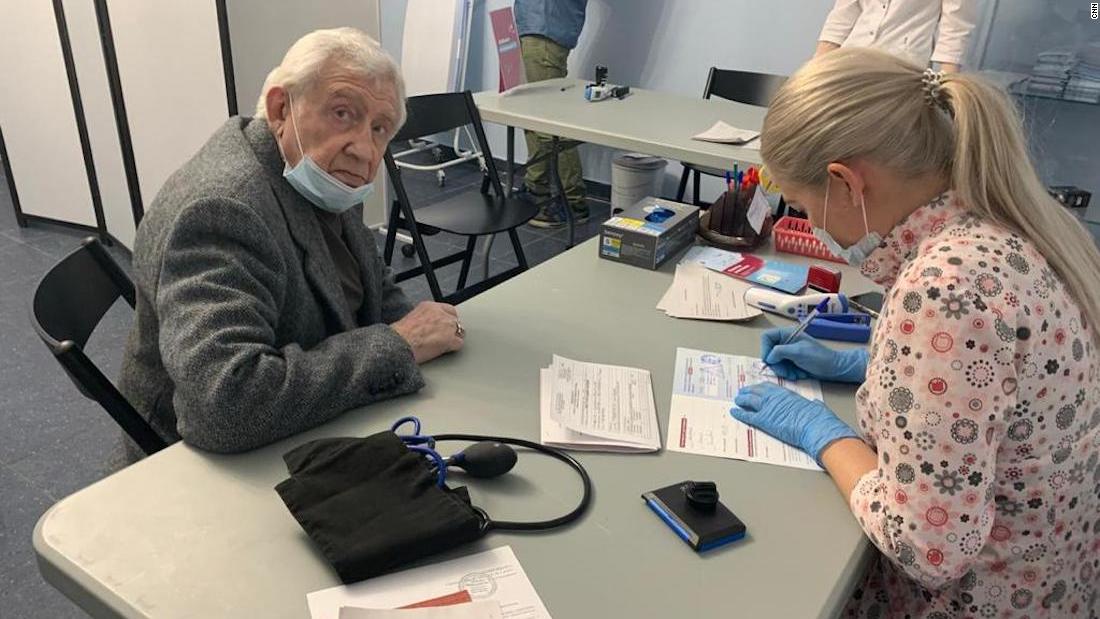 Vadim Svistunov, 84, got both his initial vaccine shot and the booster at an opera house.
