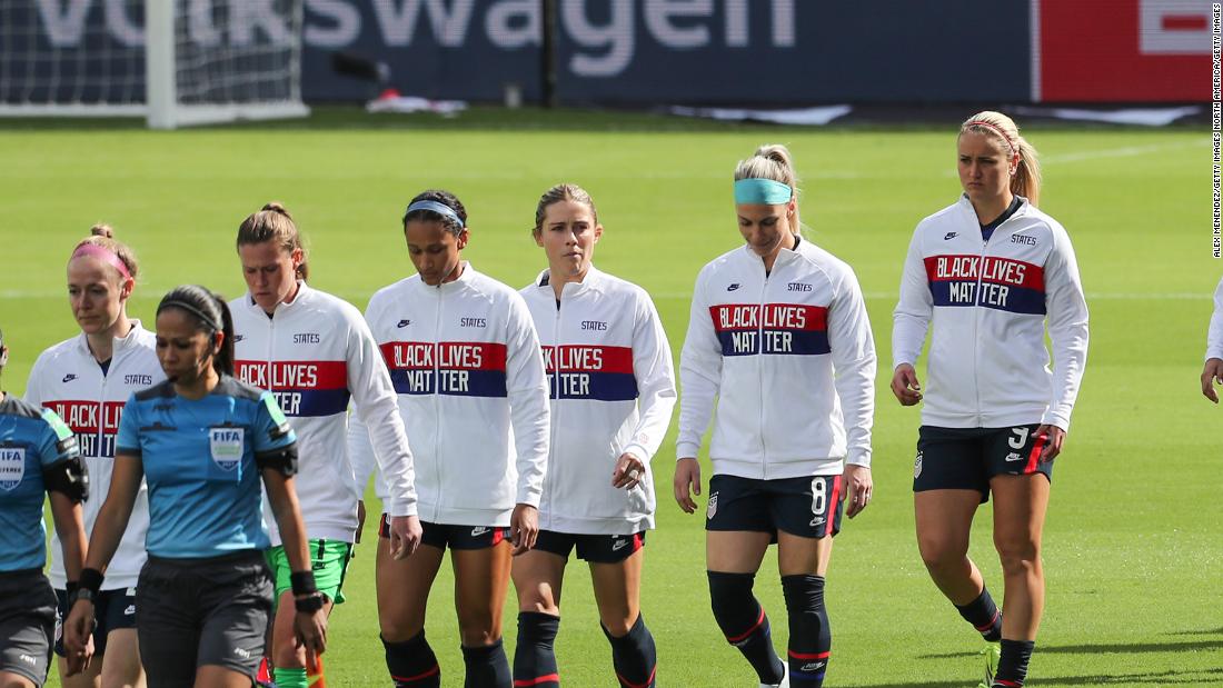 Women's national team hides U.S. Soccer logo during anthem in protest