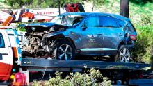 A tow truck recovers the vehicle driven by golfer Tiger Woods in Rancho Palos Verdes, California,  after a rollover accident..