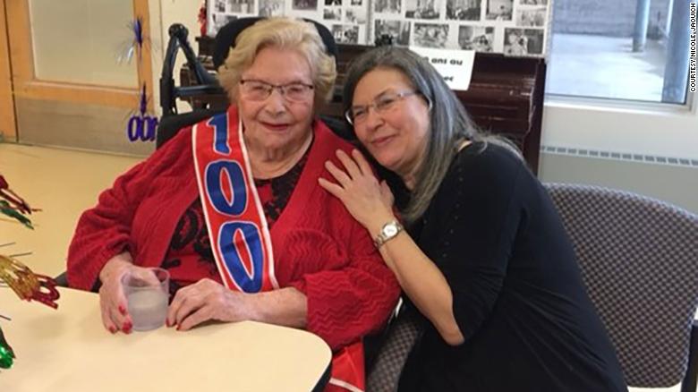 Nicole Jaouich, right, and her mother Hilda Zlataroff celebrate Zlataroff&#39;s 100th birthday.