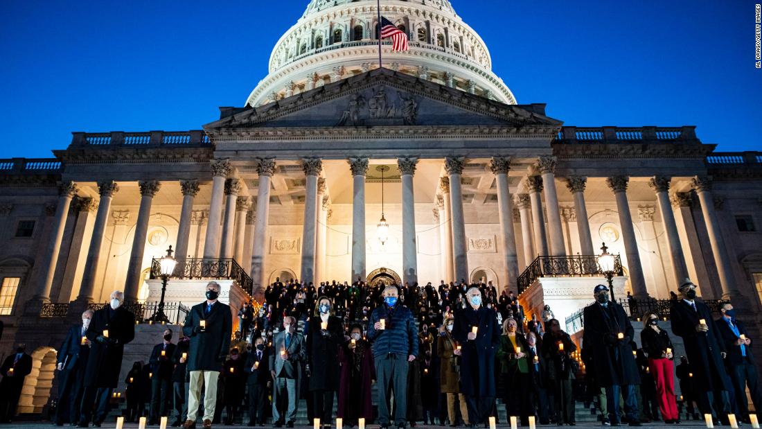 Members of Congress observe a moment of silence on the steps of the US Capitol on February 23. At that point, &lt;a href=&quot;https://www.cnn.com/interactive/2021/health/covid19-us-deaths-memorial/&quot; target=&quot;_blank&quot;&gt;more than 500,000 Americans&lt;/a&gt; had lost their lives to Covid-19.