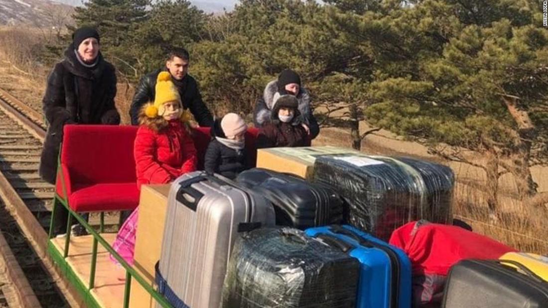 Russian diplomats leave North Korea on a train tram pushed by hand due to Covid-19 restrictions