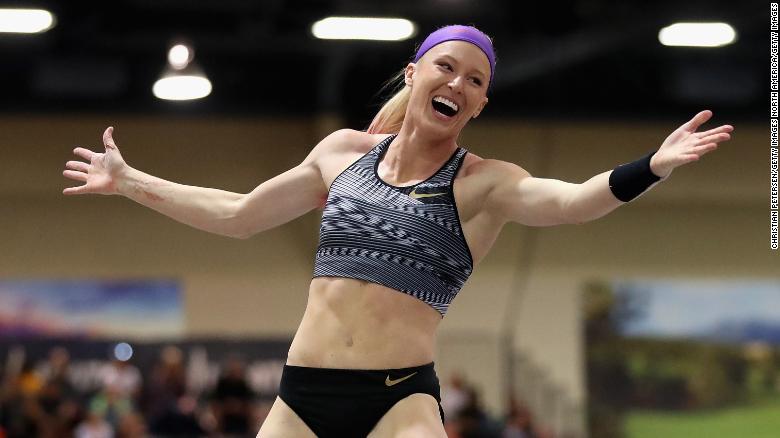 Sandi Morris reacts during a competition in Albuquerque, New Mexico, earlier this year. 