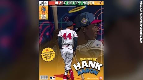 Steeve Verna&#39;s art piece of baseball legend Hank Aaron for MLB&#39;s Black artist series.