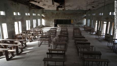Empty classroom of the Government Science College where gunmen kidnapped dozens of students and staffs, in Kagara,  Rafi Local Government Niger State, Nigeria on February 18, 2021. 