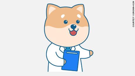 Un chien de dessin animé qui fait connaître les vaccins Covid-19 au Japon.
