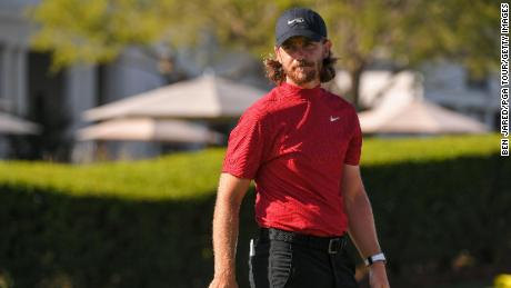 Tommy Fleetwood of England warms up on the range Sunday during the final round of the World Golf Championships-Workday Championship at The Concession in Bradenton, Florida.