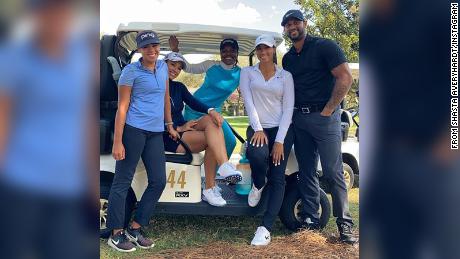 Pro women golfers Sierra Sims, Shasta Averyhardt, Mariah Stackhouse and Cheyenne Woods and  center fielder for the Yankees Aaron Hicks, from Shasta Averyhardt&#39;s Instagram.