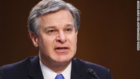 FBI Director Christopher Wray testifies before the Senate Judiciary Committee on the January 6th insurrection, in the Hart Senate Office Building on Capitol Hill in Washington, DC on March 2, 2021. (Photo by MANDEL NGAN / POOL / AFP) (Photo by MANDEL NGAN/POOL/AFP via Getty Images)