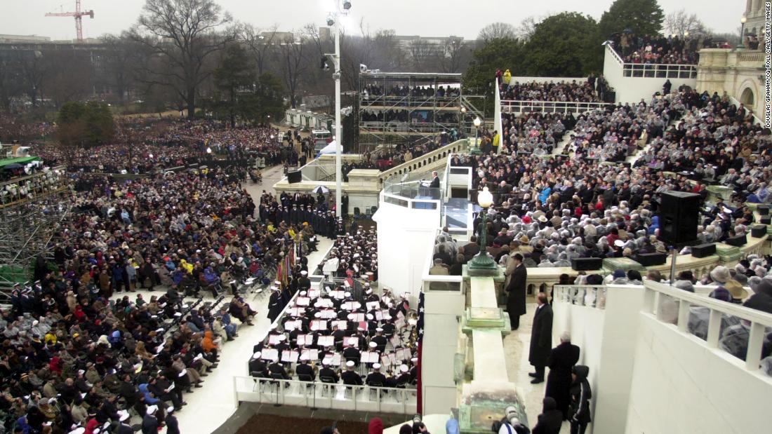 Bush delivers his inaugural address.