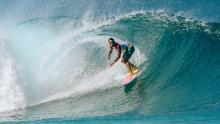 Kemper competes during the 2019 Billabong Pipe Masters in Hawaii.