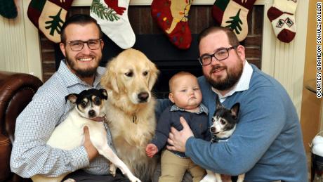 Rob and Brandon Schulz-Koller's first Christmas with their son Kobe.