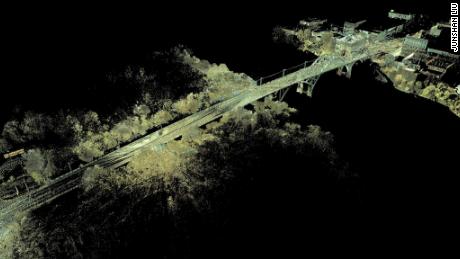 The 3D scans provide hundreds of millions of data points for the bridge, topography, buildings and even trees, which researchers use to generate a &quot;point cloud&quot; documenting the existing condition of the site and allowing researchers to take measurements without traveling back to Selma.