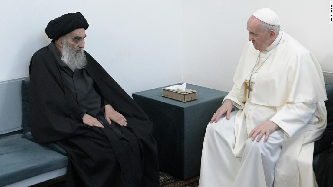 Pope Francis holds historic meeting with the venerable Shia cleric in Najaf, Iraq