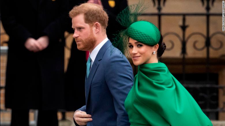 Harry and Meghan last March, in their final royal engagement.