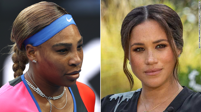 Serena Williams (left) and Meghan, Duchess of Sussex (right)