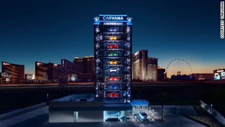 Carvana customers can have their vehicle dispensed out of a &quot;car vending machine&quot; or, in this case, a &quot;car slot machine&quot; in Las Vegas.