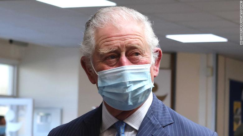 Prince Charles visits a Covid-19 vaccine clinic in London on Tuesday.