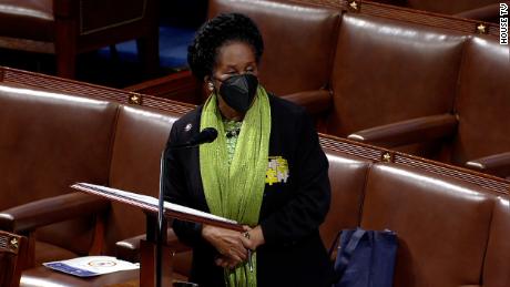 Rep. Sheila Jackson Lee speaks on the house floor on March 8, 2021.