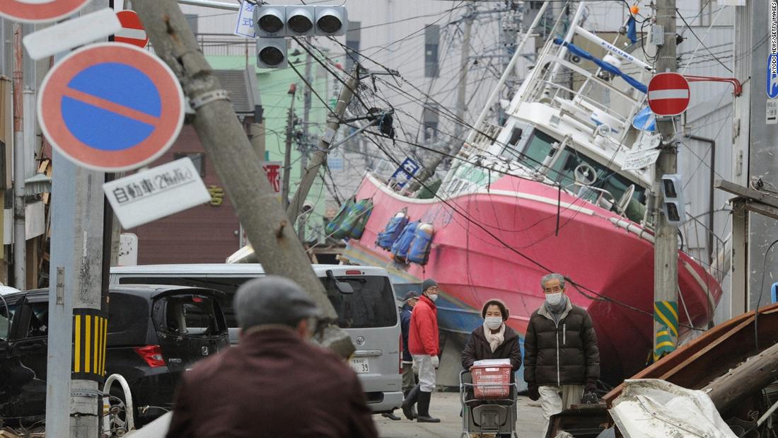 Even 10 years on, the sight of a boat sitting in the middle of a suburban street is jarring. The tsunami tossed this boat onto the streets of Ishinomaki in Miyagi prefecture in March 2011.