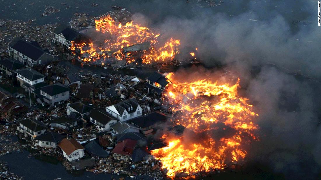 The 2011 tsunami also sparked fires that consumed some houses in Natori city in Miyagi prefecture.