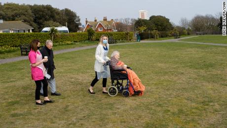 Janet and George Hayes, at a park in Eastbourne, England.
