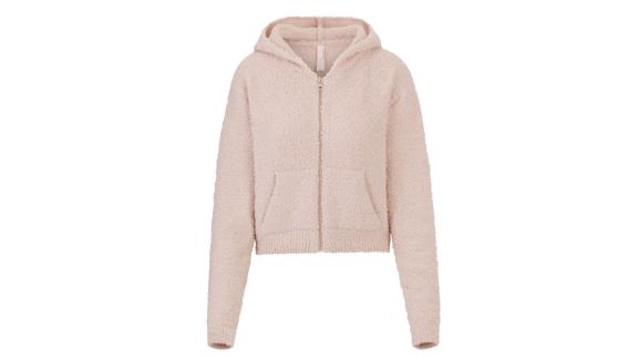 skims cozy knit zip up hoodie