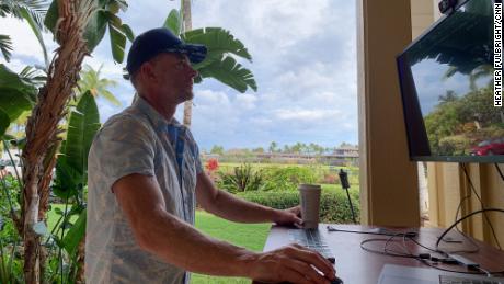 Alan Gilchrest, who works for LivePerson, relocated from Seattle to Hawaii when his company went  remote last March. He currently works from his lanai-turned-home-office, at his home on the Big Island. 