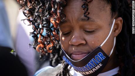 Tamika Palmer, mother of Breonna Taylor, looks on during a vigil for her daughter  in June.