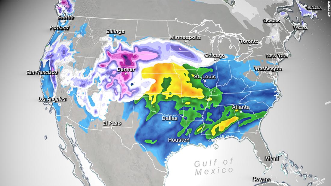 Millions are under warnings of winter storms as heavy snowfalls and rains move in the U.S.