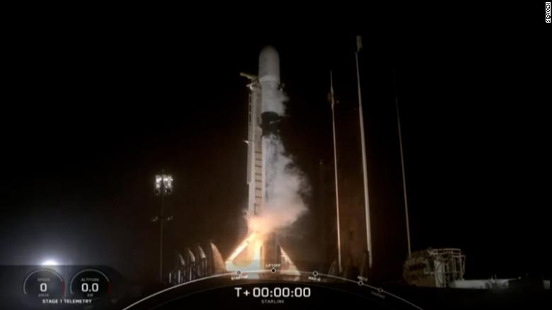 SpaceX launches Falcon 9 rocket carrying Starlink satellites. Their goal is to blanket the planet in high-speed broadband