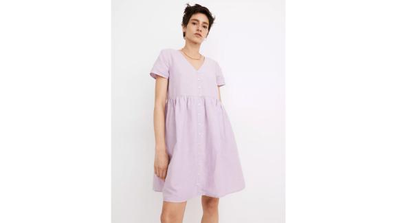 Madewell linen blend Alexandra mini dress with button placket