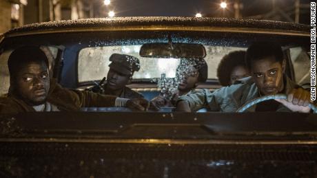 (Left) Daniel Kaluuya, Ashton Sanders, Algee Smith, Dominique Thorne and Lakeith Stanfield are shown in a scene from 