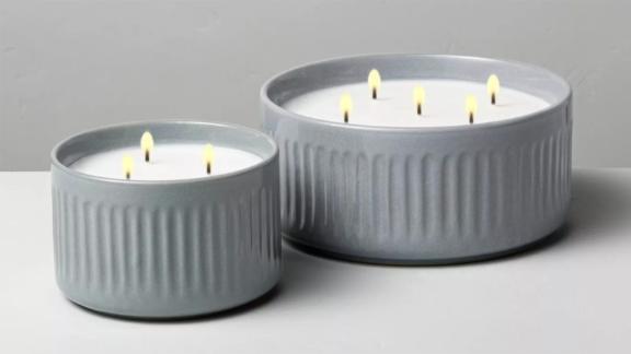 Hearth & Hand with Magnolia Blue Sagewood Fluted Ceramic Candle