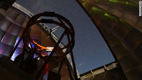 This photo shows the view from inside the dome of NASA's Infrared Telescope Facility.