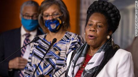 US Rep. Sheila Jackson Lee speaks at a Congressional Black Caucus press conference on Capitol Hill last summer.