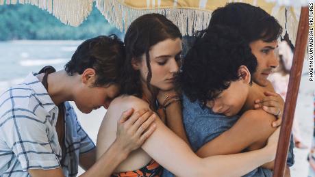 Vicky Krieps, Thomasin McKenzie, Gael García Bernal and Luca Faustino Rodriguez play a family stranded on a strange beach in director M. Night Shyamalan&#39;s &#39;Old.&#39;