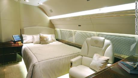 A bedroom in the plane.