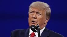 ORLANDO, FLORIDA - FEBRUARY 28:  Former President Donald Trump addresses the Conservative Political Action Conference held in the Hyatt Regency on February 28, 2021 in Orlando, Florida. Begun in 1974, CPAC brings together conservative organizations, activists, and world leaders to discuss issues important to them. (Photo by Joe Raedle/Getty Images)