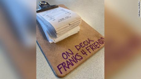 Perfectly Frank's donation clipboard.